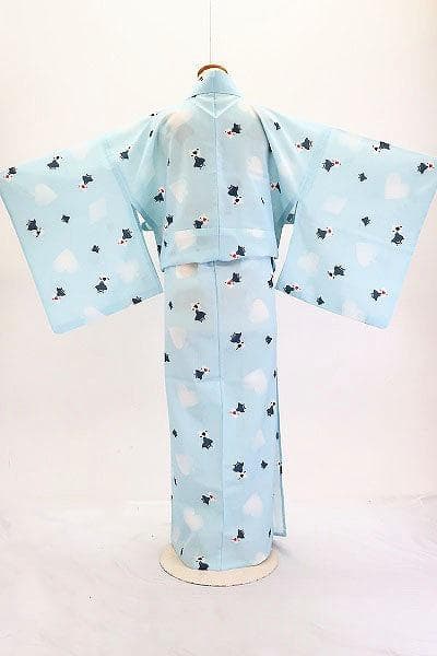 ★専用★夏着物　浴衣　洗える着物　水色　千鳥　トランプ　身丈168cm