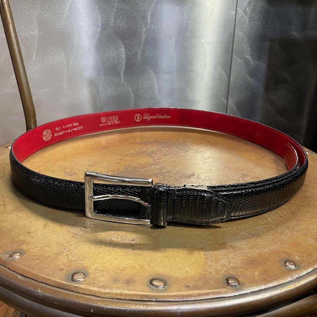 極美品　最上級　CYPRIS キプリス　リザードン革　ベルト　黒