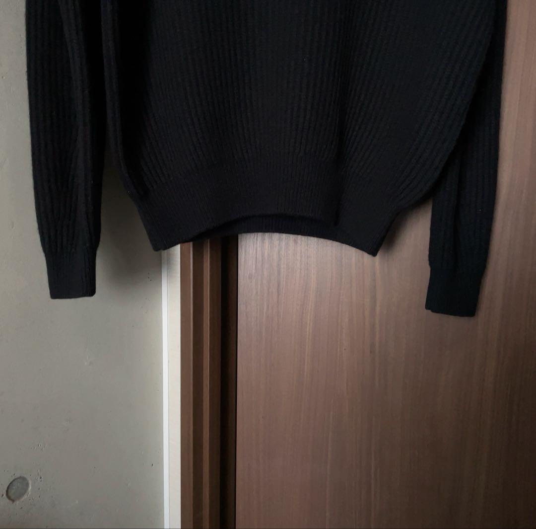 H BEAUTY&YOUTH カシミヤ混 ウール ニットポロ セーター S 黒