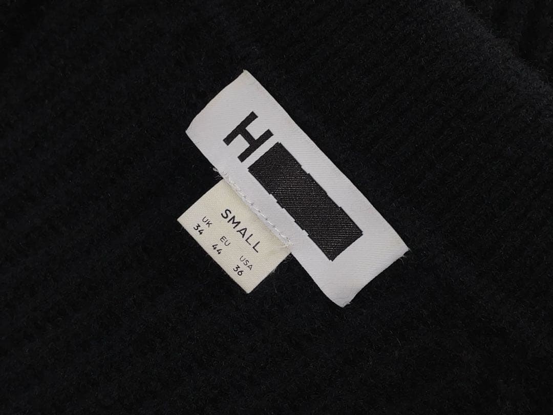 H BEAUTY&YOUTH カシミヤ混 ウール ニットポロ セーター S 黒