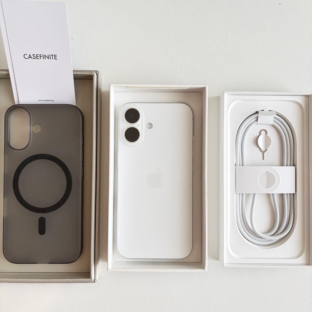 【傷なし美品】iPhone16 ホワイト 128GB SIMフリー ケース付き