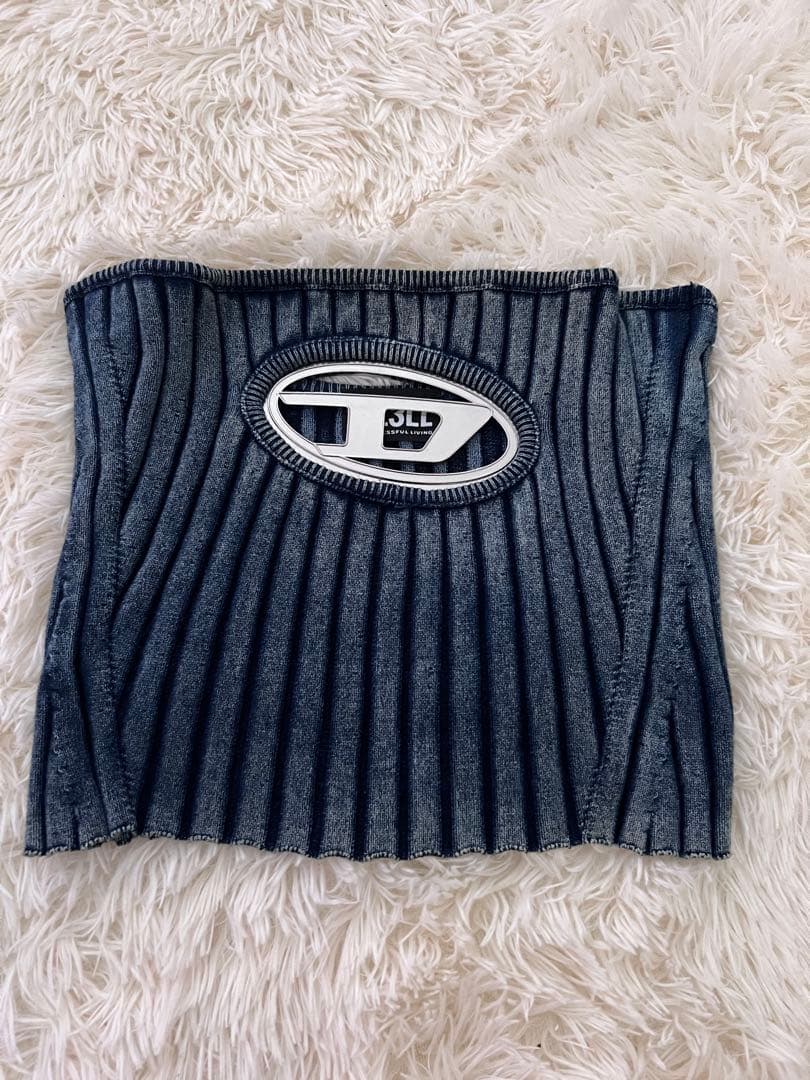 正規品 人気 DIESEL リブ編みベアトップ ダークブルー チューブトップ