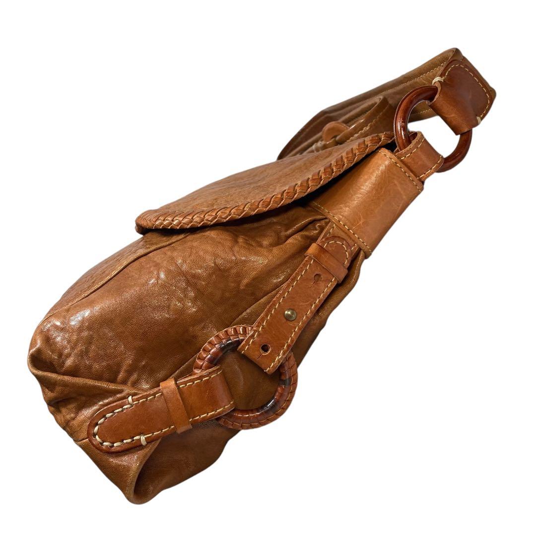 genten　ウールシープ本革　メッセンジャーバッグ　クロスボディ　飴色ブラウン