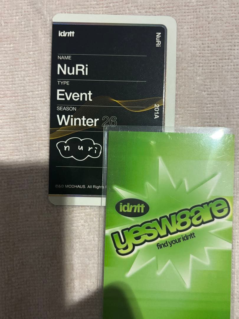 idntt トレカ ラキドロ サイン object ヌリ　QR未使用　ファンミ