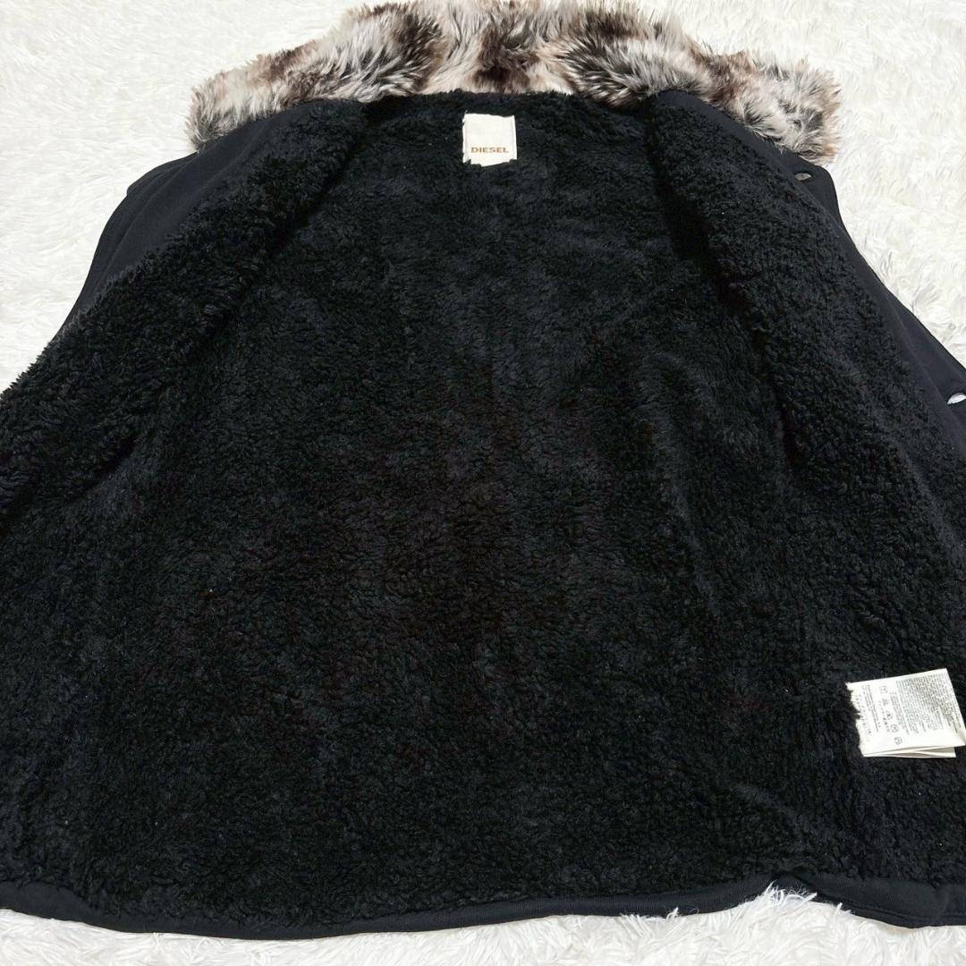 DIESEL ブラック 黒 ファー付きモッズコート XS 中綿 M相当