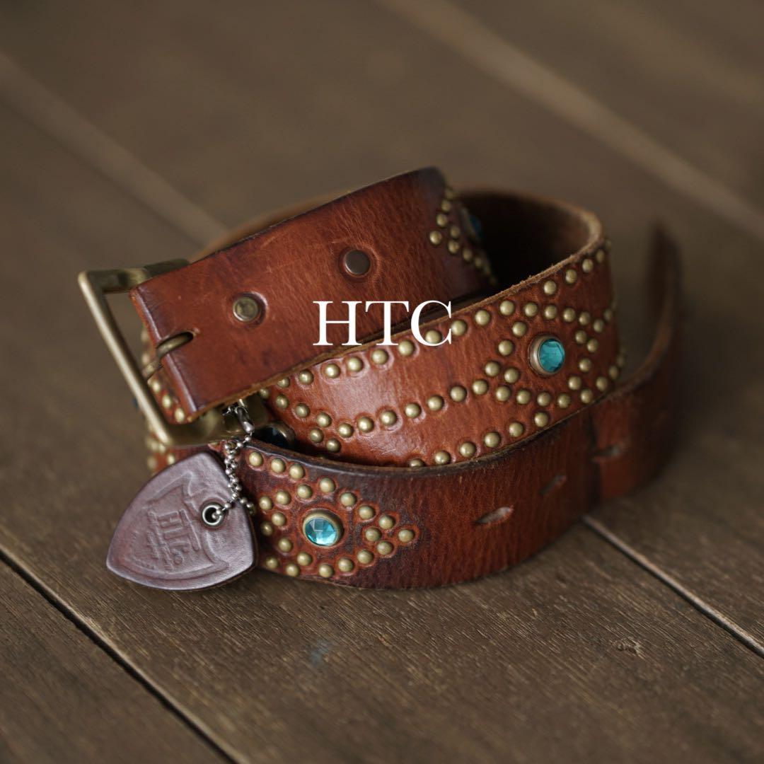 HTC エイチティーシー スタッズ レザー ストーン ベルト 34
