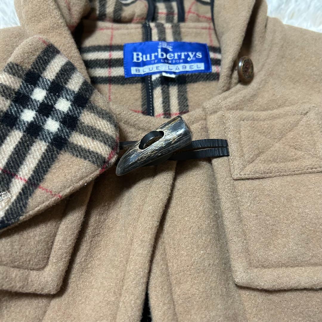 バーバリーズブルーレーベル ウール　ダッフルコート ノバチェック キャメル　38