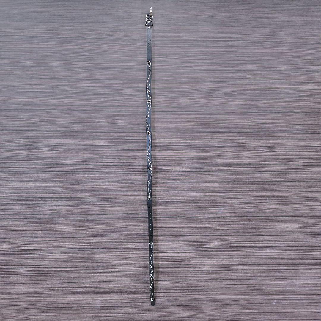 フラワー黒■本革レザーフルスタッズナローベルト☆アメカジ古着ヴィンテージ