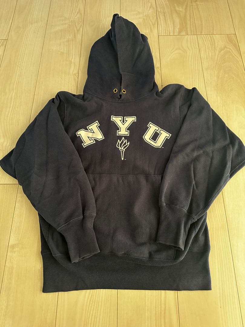 90s Champion リバースウィーブ NYUパーカー USA製 刺繍タグ