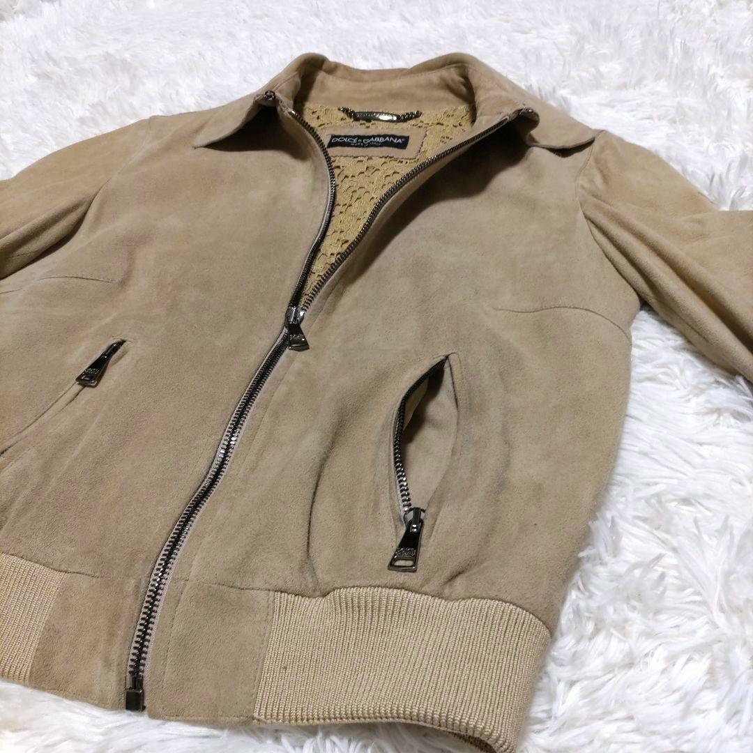 希少 DOLCE＆GABBANA定価30万羊革レザージャケットシルク混36S