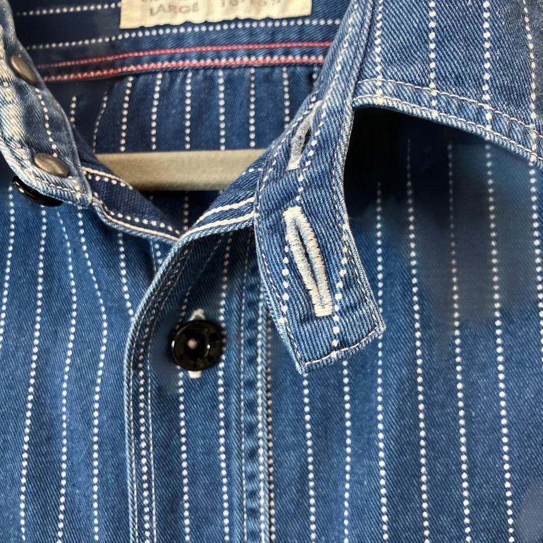 シュガーケーン ウォバッシュストライプワークシャツL