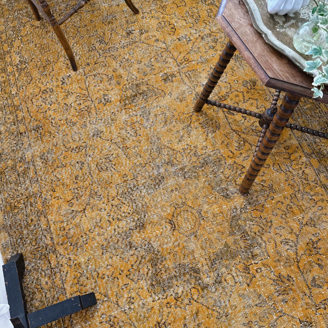 トルコ ヴィンテージラグ A109超大判 レア マスタードイエロー オーバーダイ