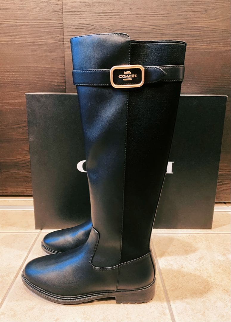 【未使用に近い】コーチCOACH ロングブーツ ブラック ゴ