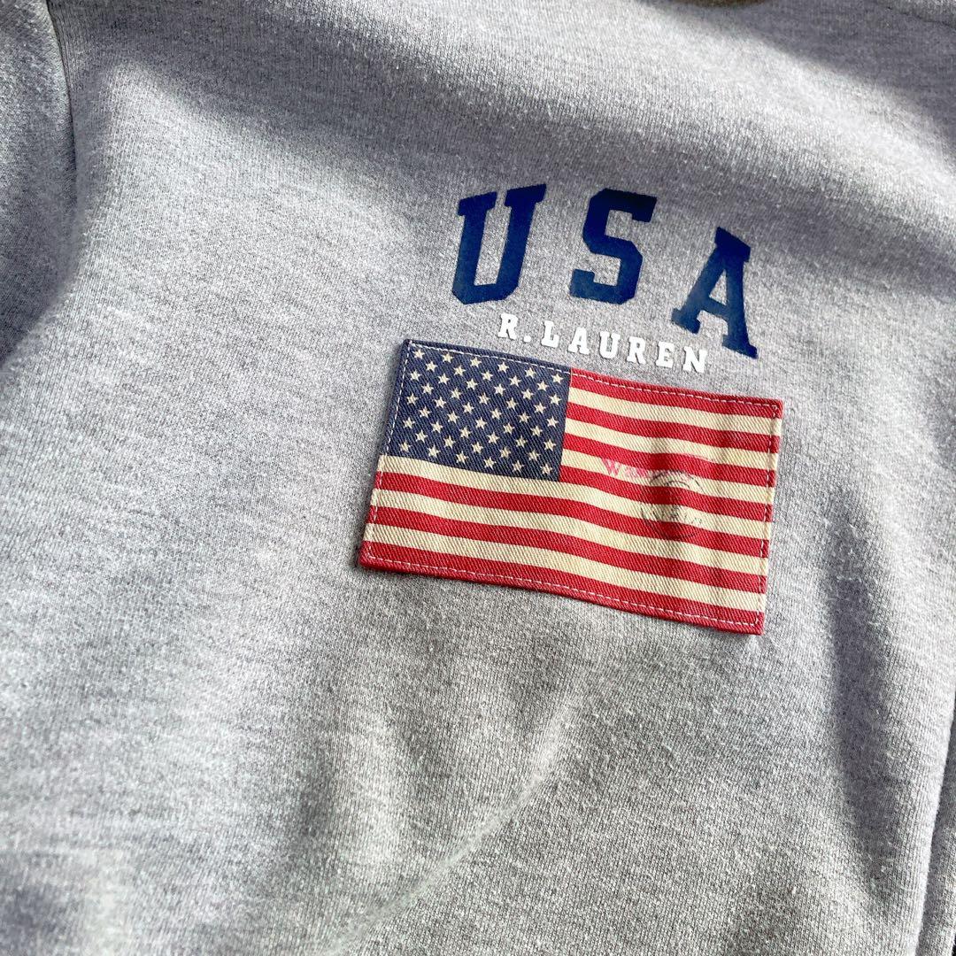 29さま　美品 ポロラルフローレン パーカー 星条旗 ビッグポニー L グレー