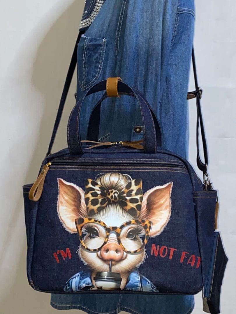 ☆岡山デニム☆ブタさん☆☆☆リュック対応☆4wayボストンバッグ