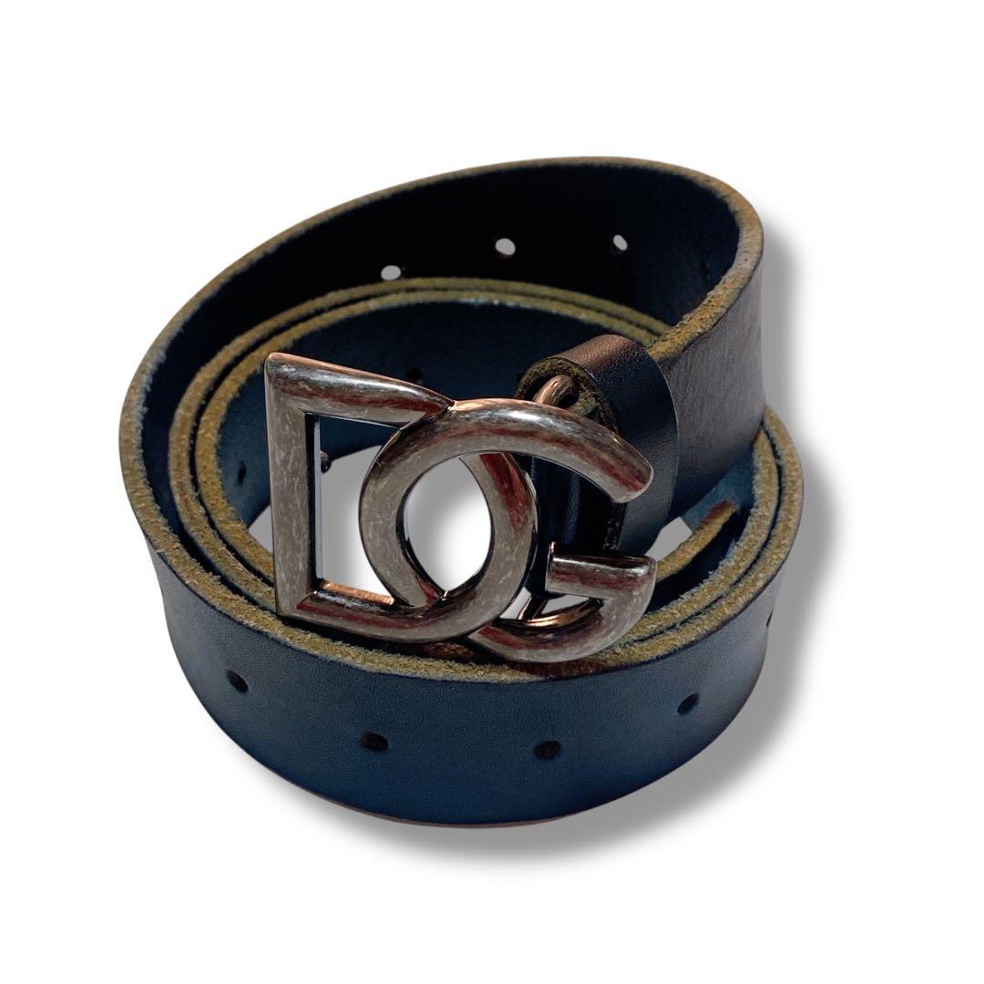 ドルチェアンドガッバーナ イタリア製 ロゴバックル レザー ベルト ブラック