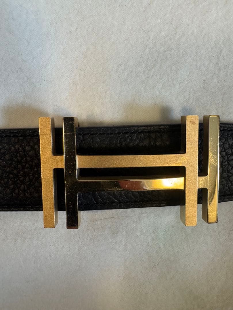 HERMESエルメス　ベルト/H オ カレ/ダブルH/リバーシブル　黒　85
