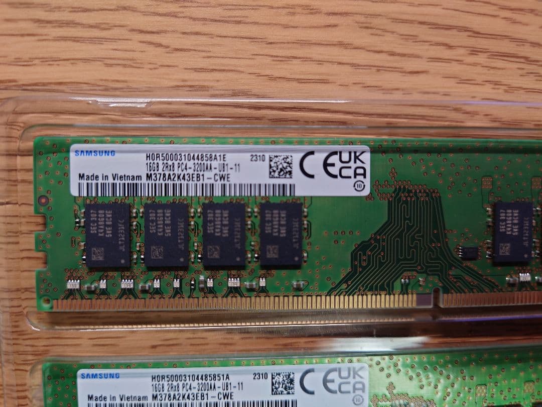 Samsung 16GB DDR4 2400MHz メモリ2枚 32gb