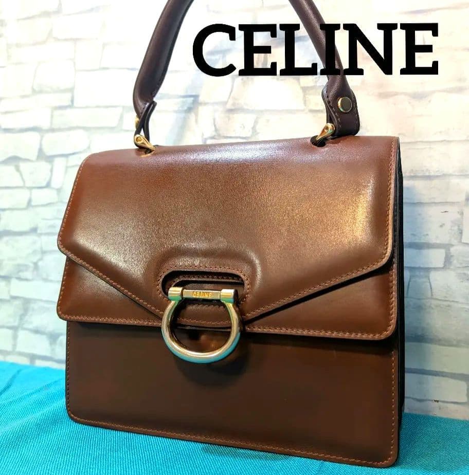 美品♥希少♥セリーヌ ハンドバッグ レザー ガンチーニ フォーマル CELINE