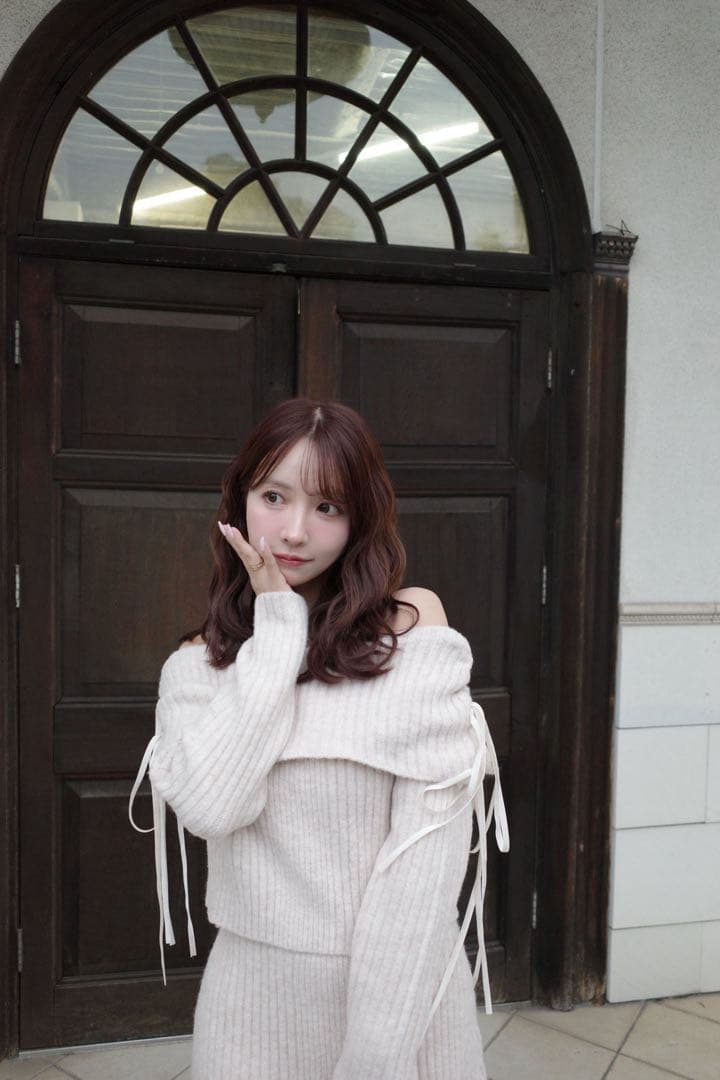 M*様 mistreass Ribbon Off-Shoulder Knit S