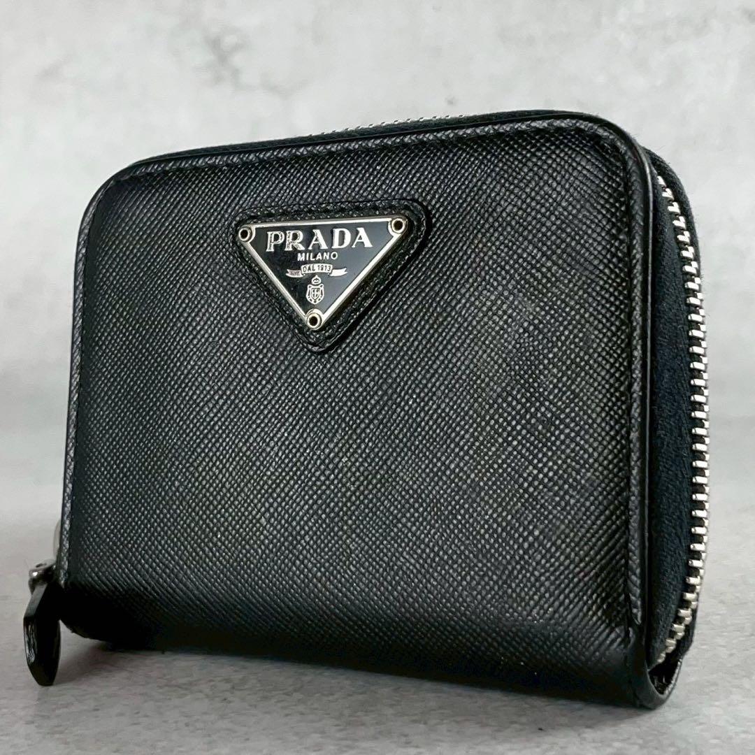 【美品】プラダ ケース 三角ロゴ サフィアーノレザー