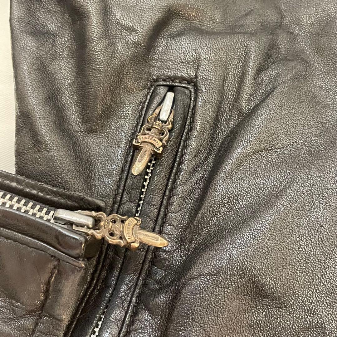 【内張り破れ】クロムハーツ レザー シングルライダース レディースM