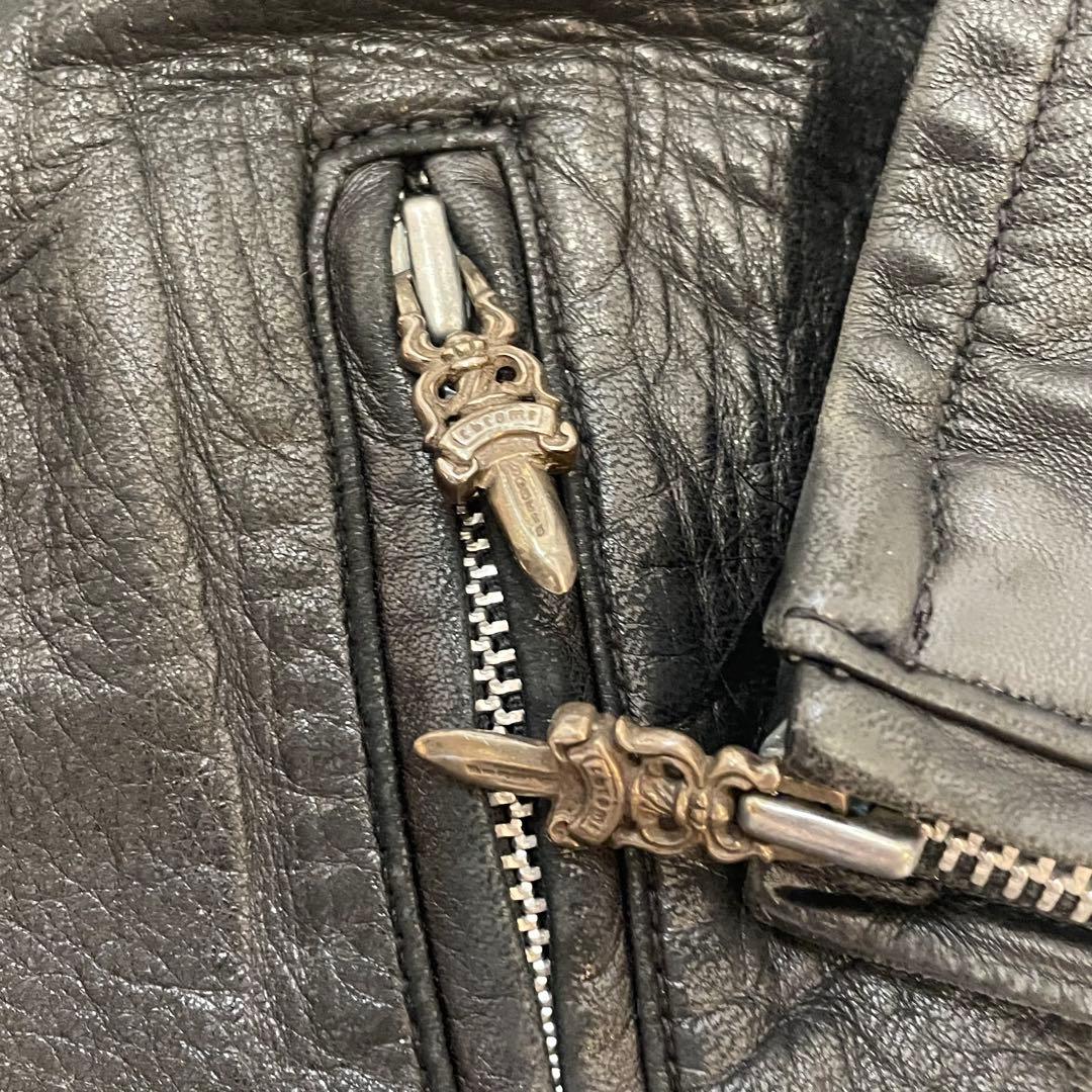 【内張り破れ】クロムハーツ レザー シングルライダース レディースM