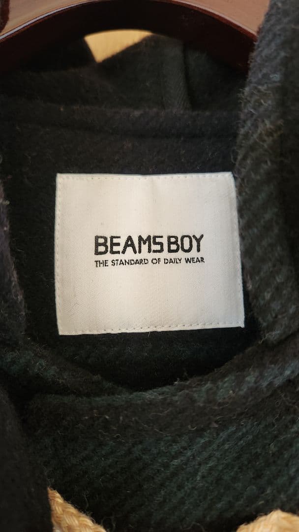 BEAMS BOY ネイビー チェック ダッフルコート
