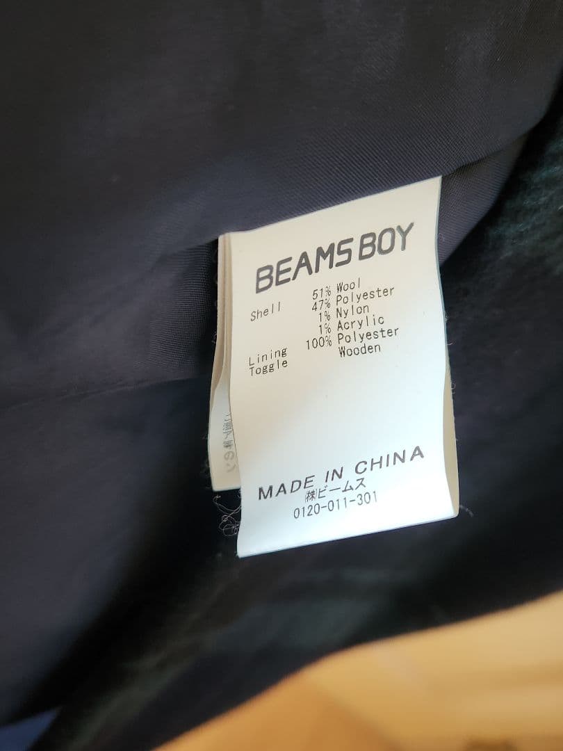 BEAMS BOY ネイビー チェック ダッフルコート