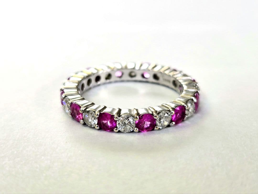 ポンテヴェキオ/K18WG/ルビーダイヤ/フルエタニティーリング/12号