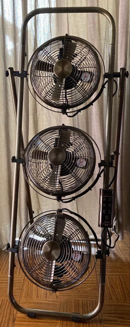 メタルトリプルファン 扇風機 インテリア おしゃれ イエローゴールド 希少品