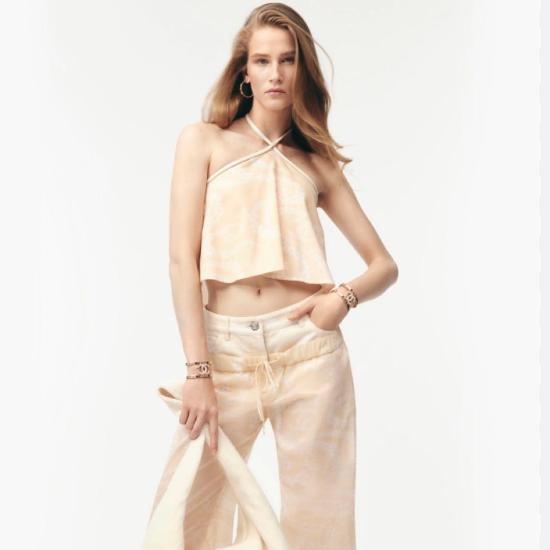 25CHANELシャネルココビーチホルターキャミソール34黒