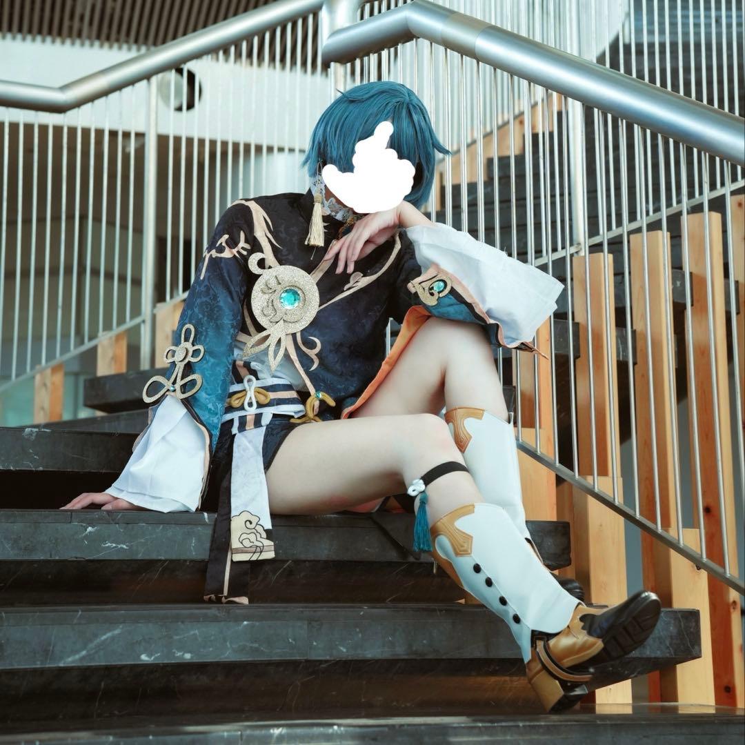 原神　行秋　コスプレ　衣装　ウィッグ　靴　フルセット