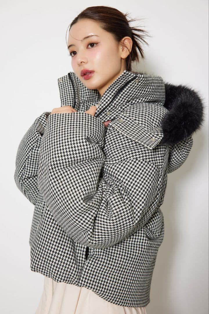 新品リエンダツィード柄ダウンジャケット