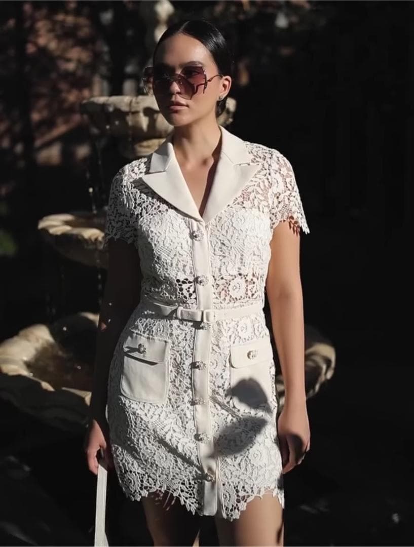 あ*い様 セルフポートレイト ワンピース ローズレース UK8 未使用 Rose