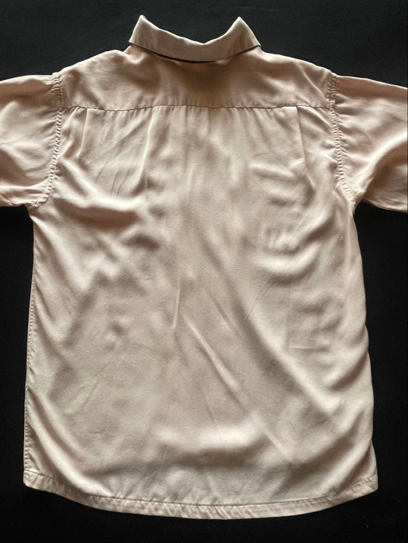 50's Blocks ベビーピンク/ ブラック レーヨンシャツ