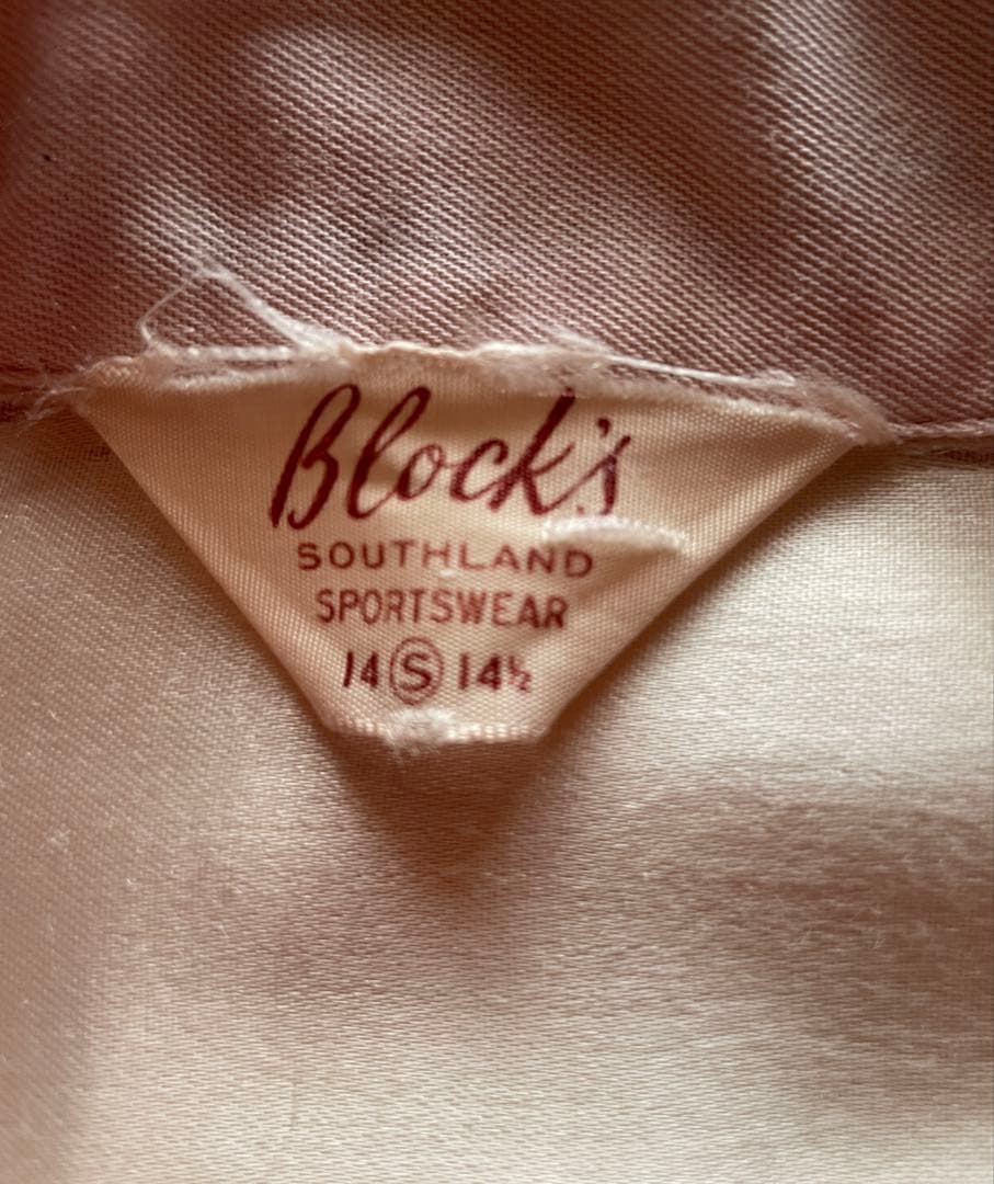 50's Blocks ベビーピンク/ ブラック レーヨンシャツ