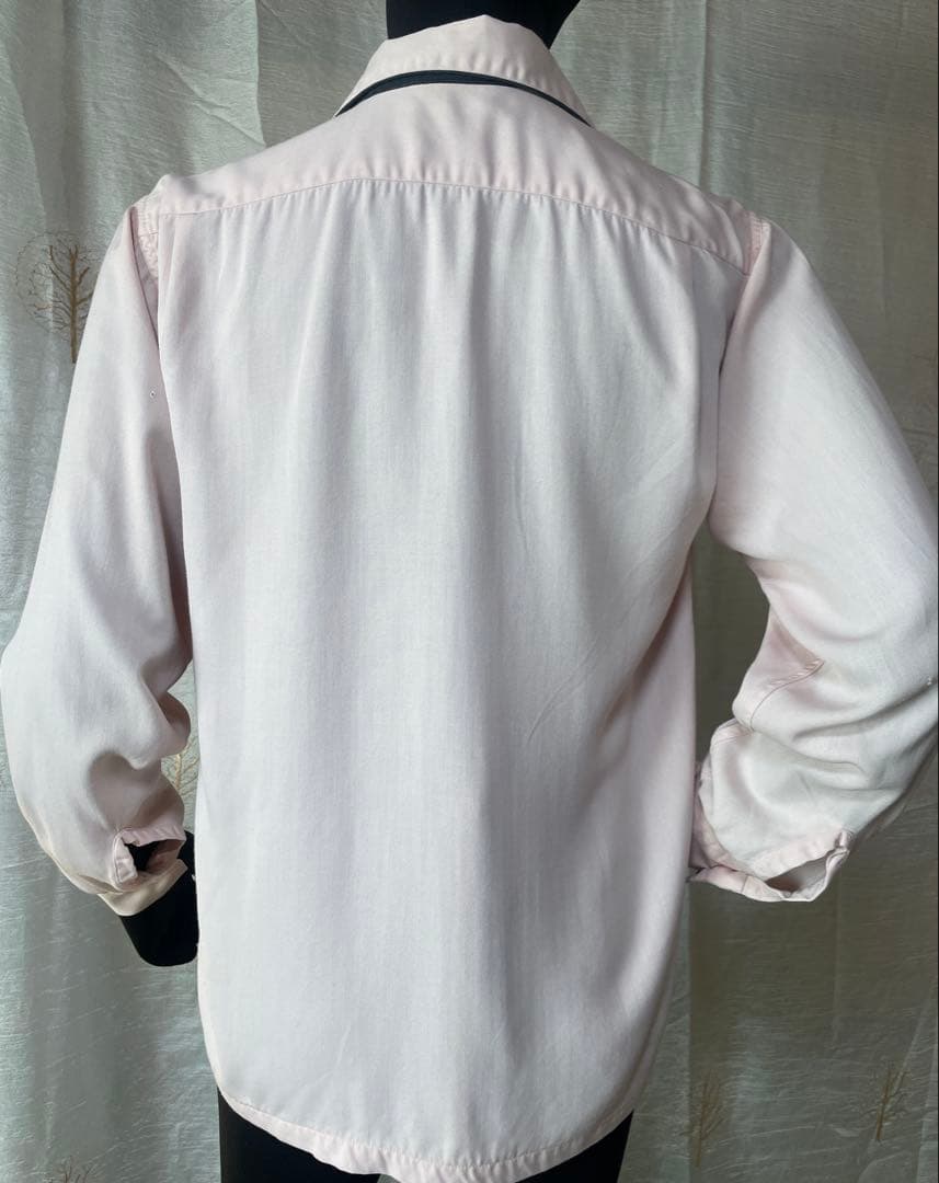 50's Blocks ベビーピンク/ ブラック レーヨンシャツ