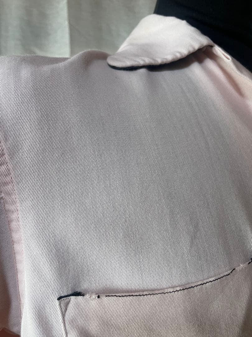 50's Blocks ベビーピンク/ ブラック レーヨンシャツ