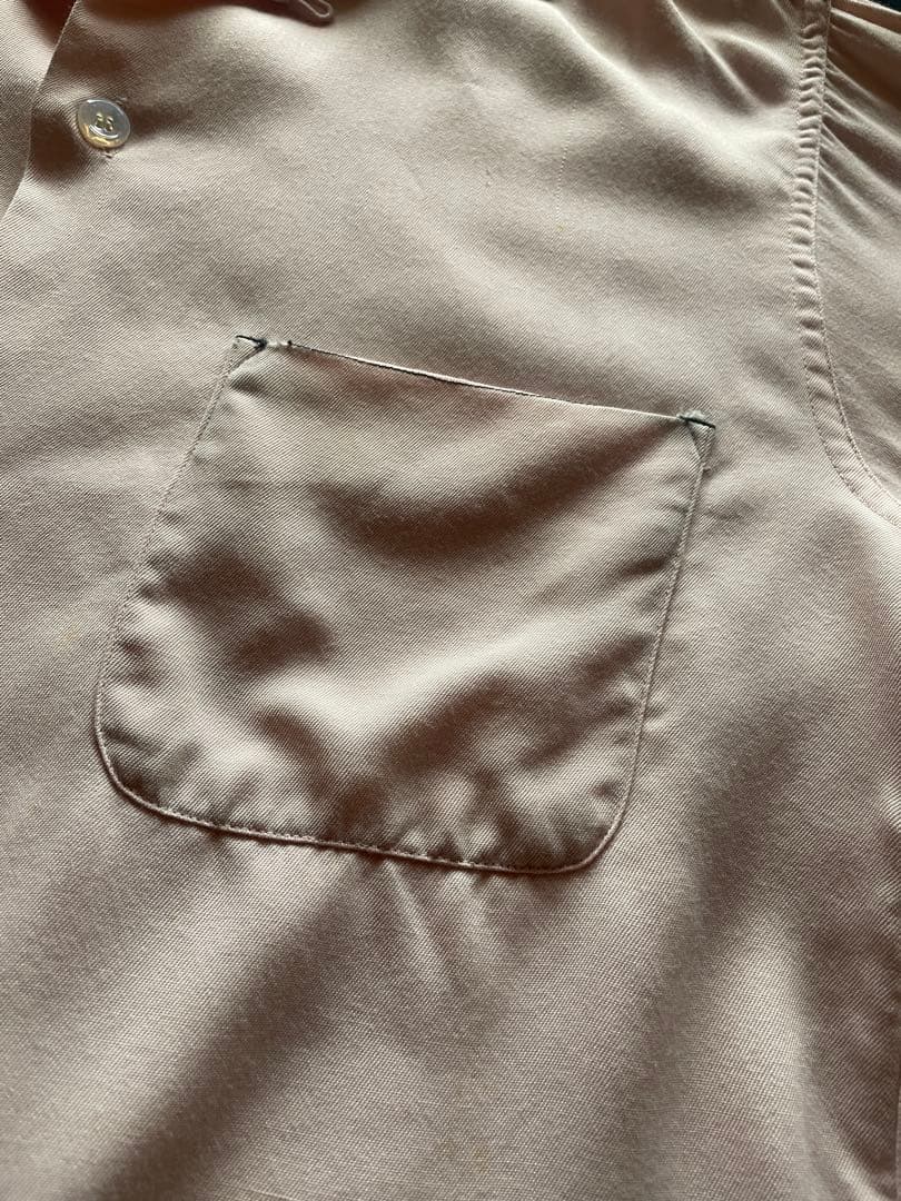 50's Blocks ベビーピンク/ ブラック レーヨンシャツ