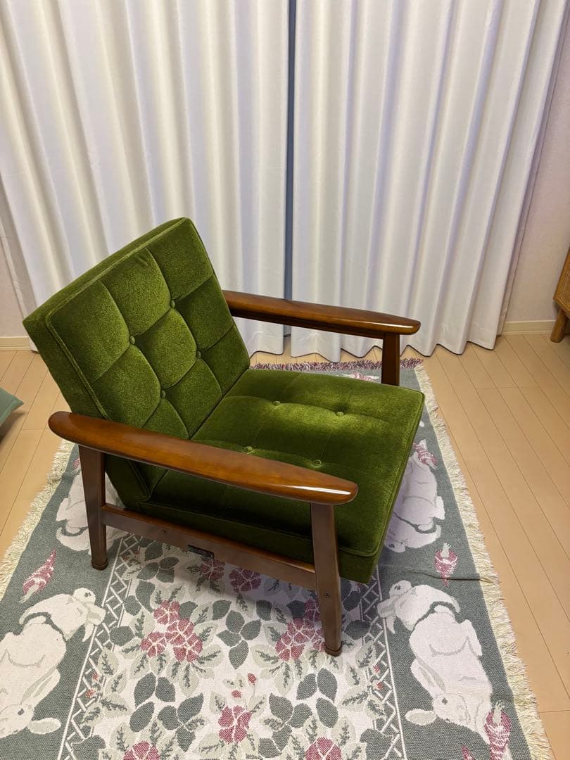 カリモク60 モケットグリーン　Kチェア