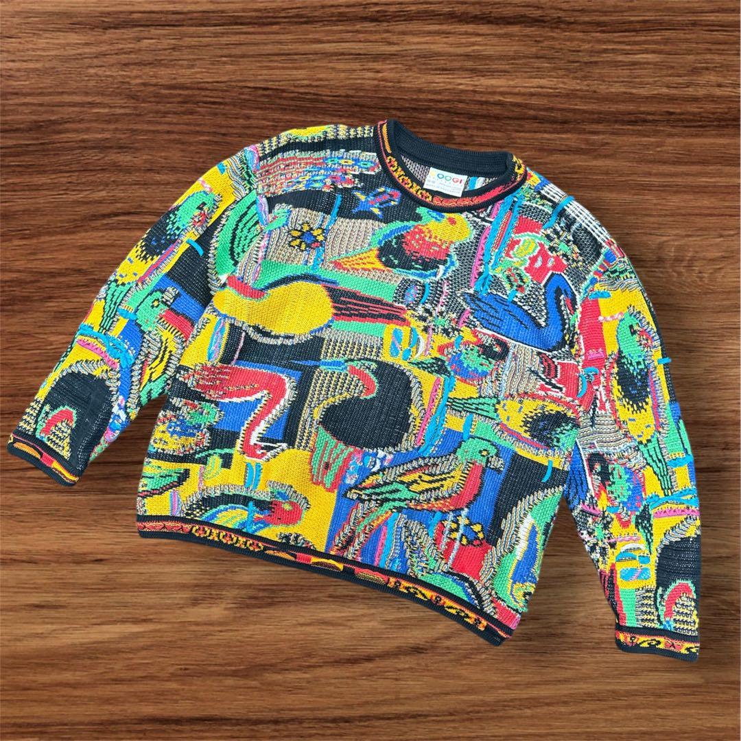 極美品 圧巻のバードデザイン 芸術 COOGI コットン ニットセーター M
