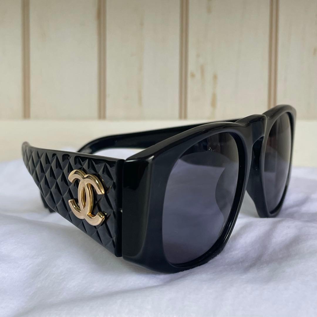 希少 CHANEL シャネル サングラス マトラッセ ココマーク 01450 黒