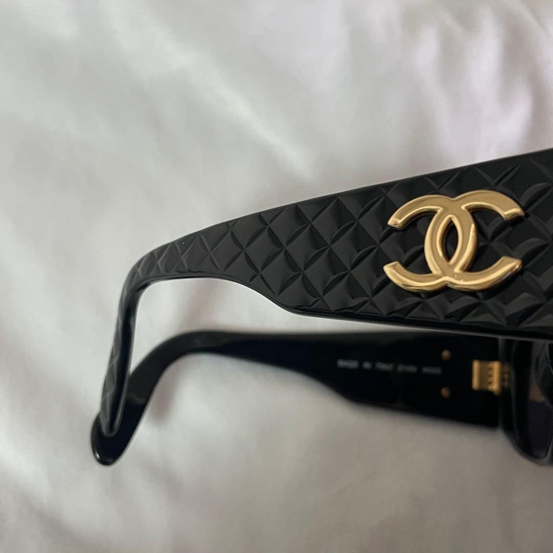 希少 CHANEL シャネル サングラス マトラッセ ココマーク 01450 黒