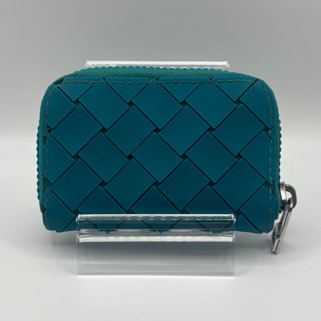 ボッテガヴェネタ ラバー ラウンドジップウォレット ブルー ミニ ケース