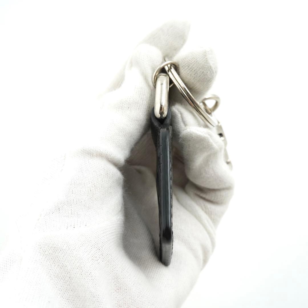 ✨極美品✨　グッチ　キーホルダー　バックチャーム　ジャンボGG シマ　レザー　黒