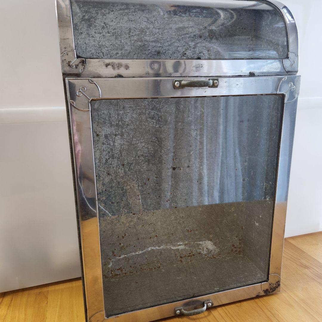 【希少】レトロ雑貨 ブリキとガラス 収納ケース ②