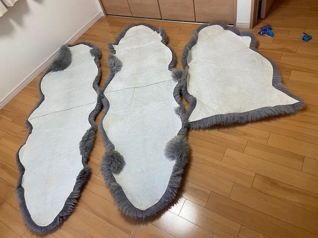 ムートン　3人掛けソファー用　一人掛け用付　ラグにも　お得な三枚セット