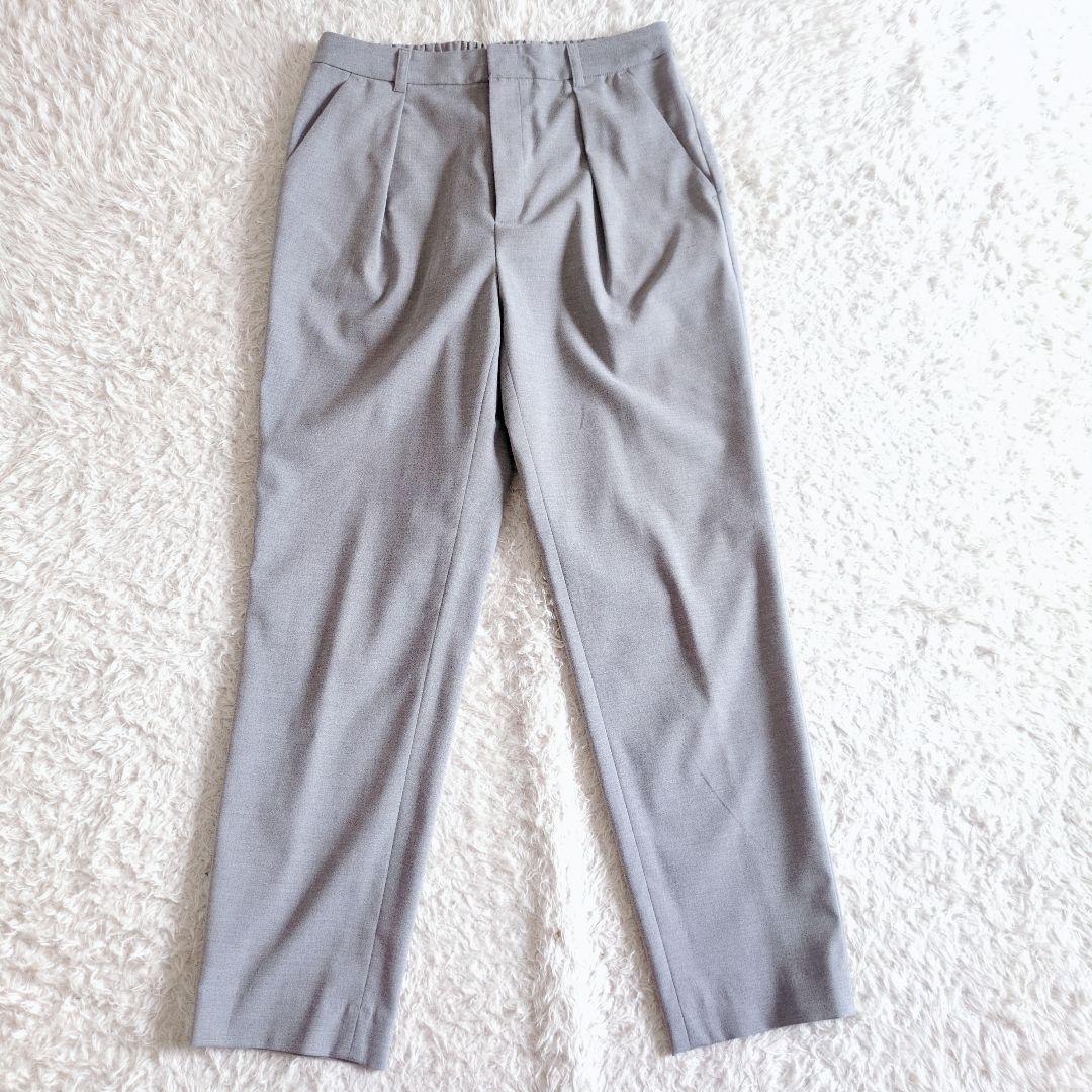 アンタイトル　洗える　キャリーマン　ノーカラーパンツスーツ　セットアップ　グレー