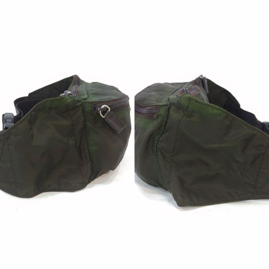 プラダ ボディバッグ ウエストポーチ ナイロン 三角ロゴ グリーン系